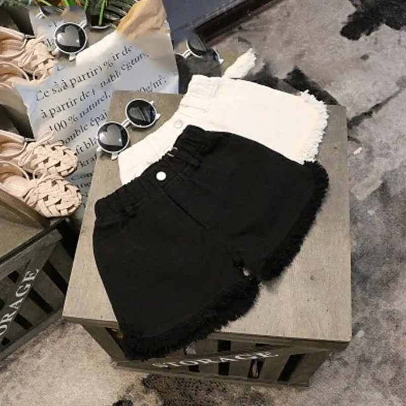 【90-150cm】4色 シンプル カジュアル 無地 デニム エイジング加工 夏 子供服小学生 女の子 ショートパンツ