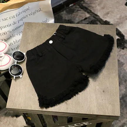 【90-150cm】4色 シンプル カジュアル 無地 デニム エイジング加工 夏 子供服小学生 女の子 ショートパンツ