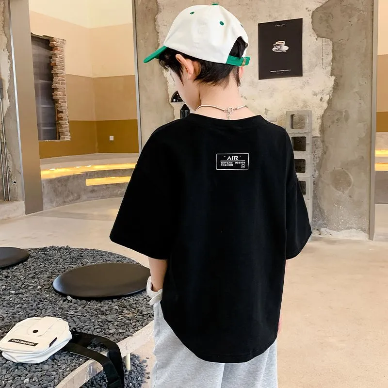 【90-160cm】超人気 シンプル 配色 快適 コットン 半袖 男の子 Ｔシャツ