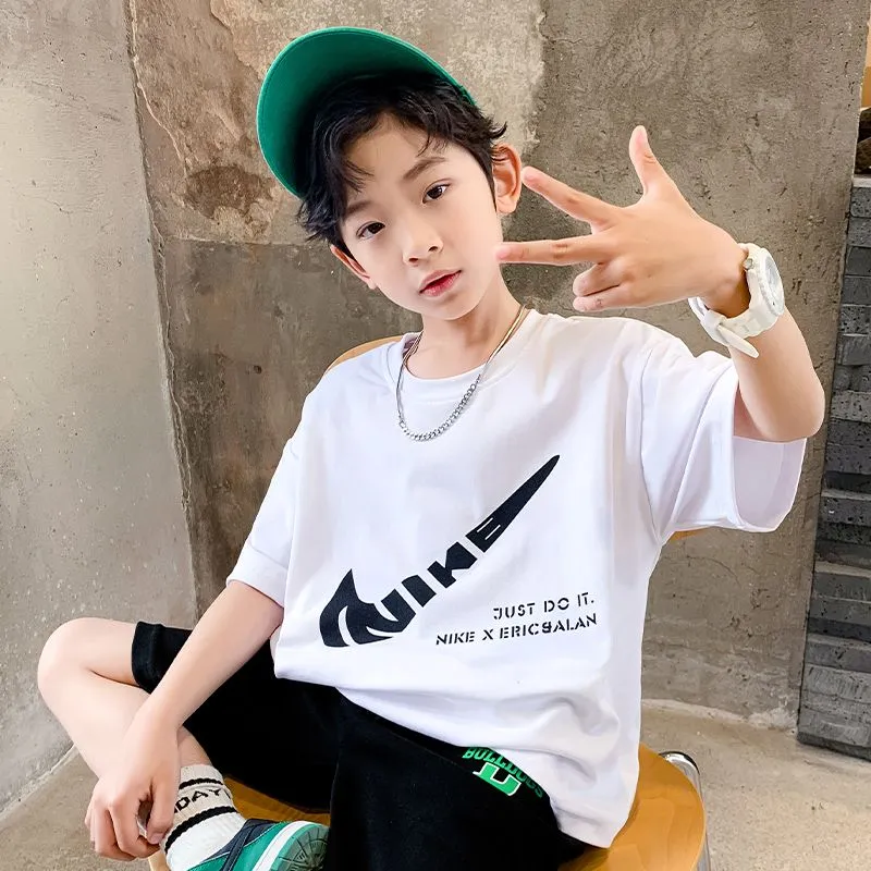 【90-160cm】超人気 シンプル 配色 快適 コットン 半袖 男の子 Ｔシャツ