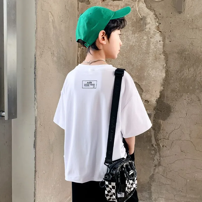 【90-160cm】超人気 シンプル 配色 快適 コットン 半袖 男の子 Ｔシャツ