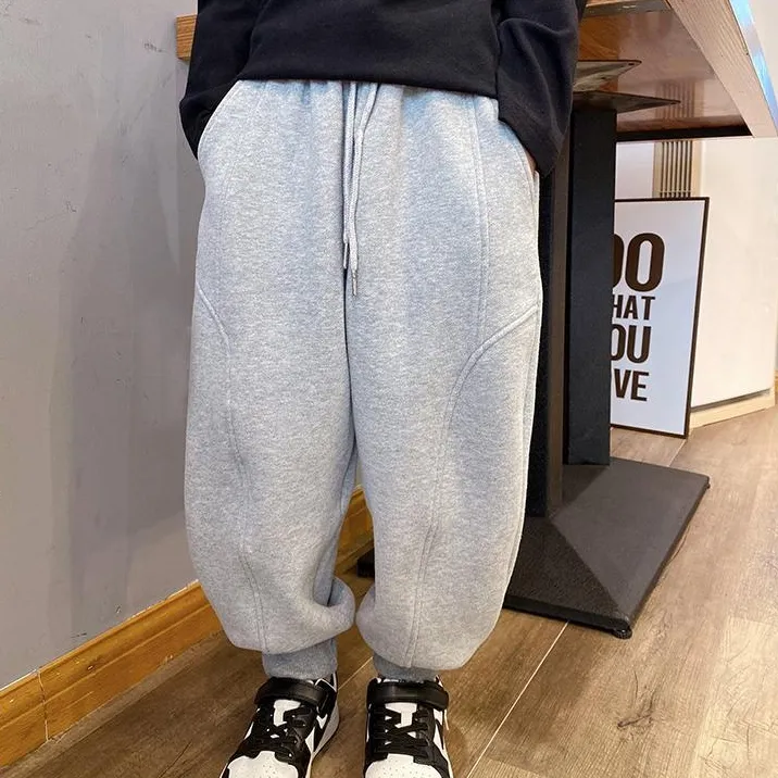 【110-160】おしゃれ度高め無地レギュラー丈ボウタイ男の子カジュアルパンツ