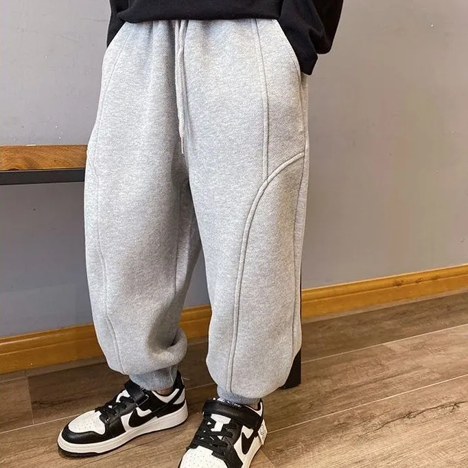 【110-160】おしゃれ度高め無地レギュラー丈ボウタイ男の子カジュアルパンツ