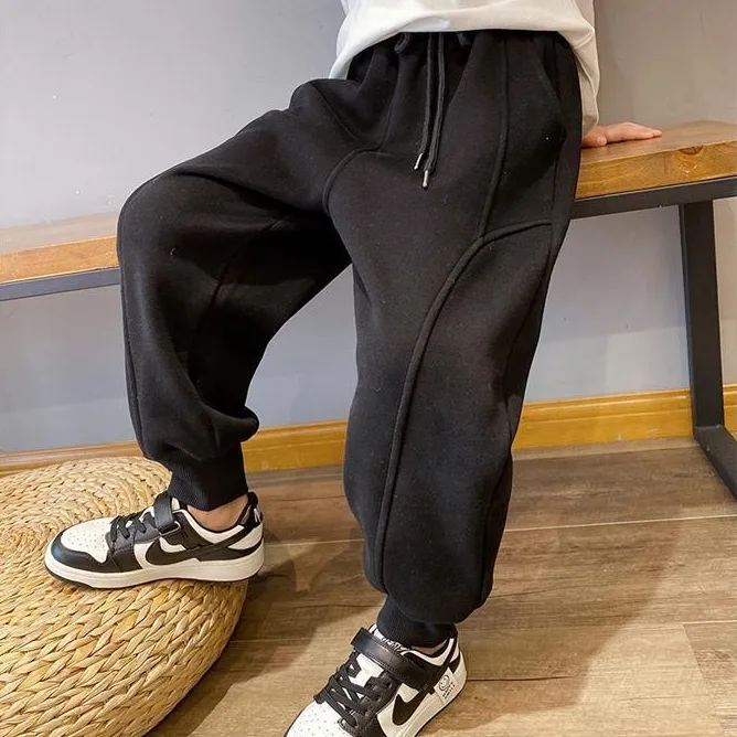 【110-160】おしゃれ度高め無地レギュラー丈ボウタイ男の子カジュアルパンツ