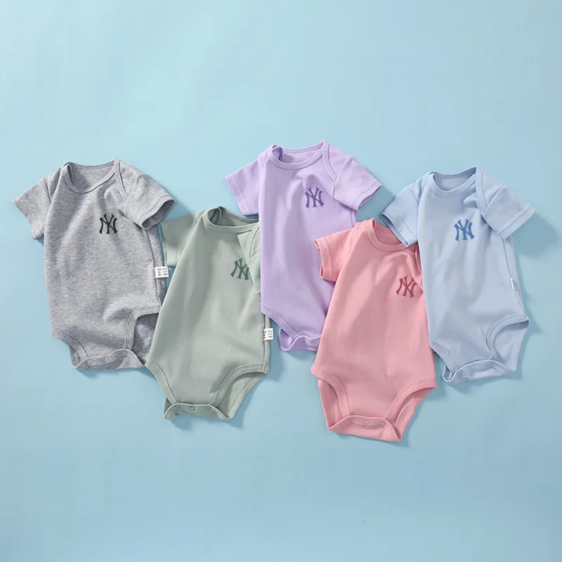 【66-90cm】おすすめ 元気いっぱい ファッション 新作  多色展開  ラウンドネック 夏 無地 新生児 ロンパース