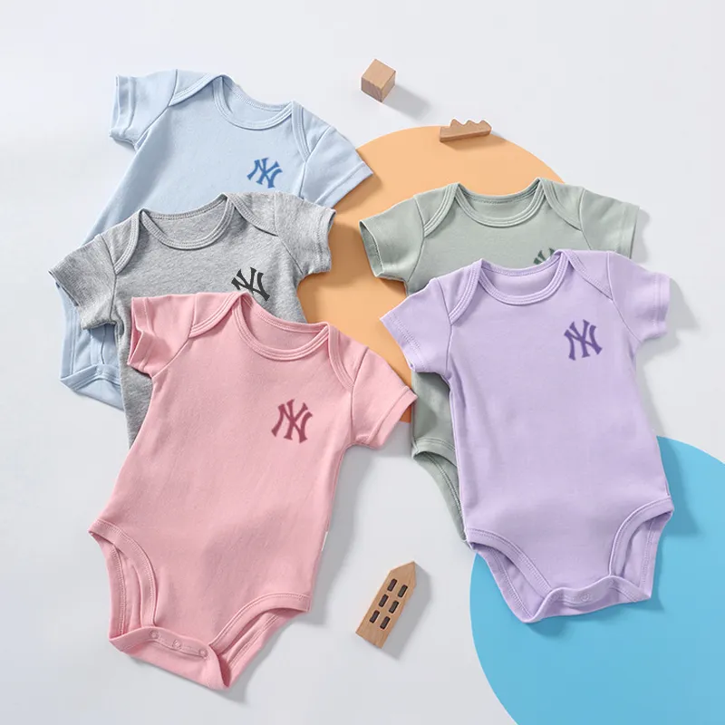 【66-90cm】おすすめ 元気いっぱい ファッション 新作  多色展開  ラウンドネック 夏 無地 新生児 ロンパース