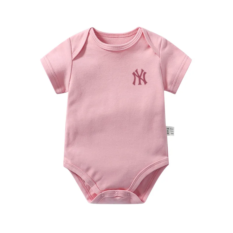 【66-90cm】おすすめ 元気いっぱい ファッション 新作  多色展開  ラウンドネック 夏 無地 新生児 ロンパース