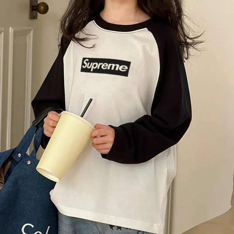 【90-160cm】よく売れる 大好評 カジュアル 配色 アルファベット 合わせやすい 女の子 長袖 Ｔシャツ