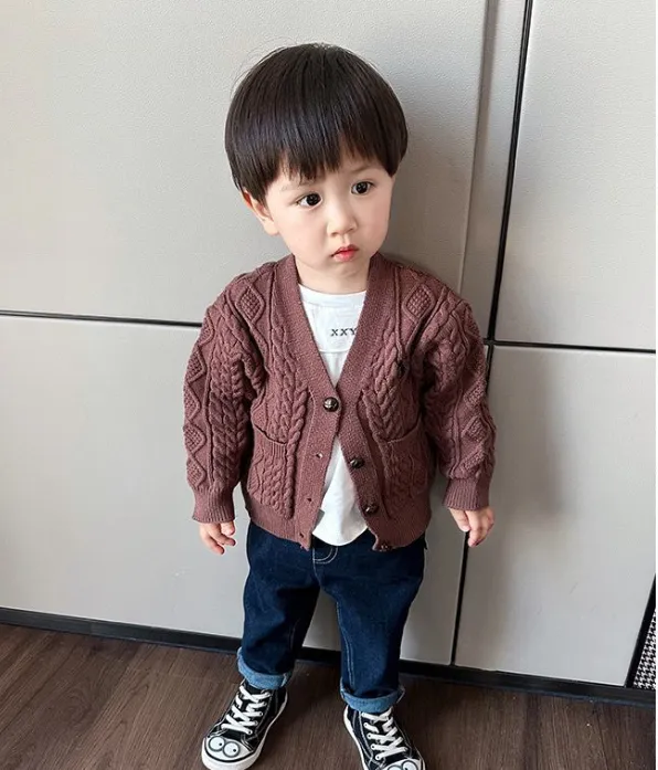 【73-130cm】絶対見逃さないで 着心地良い カジュアル 合わせやすい ベビー 男の子 ニット カーディガン