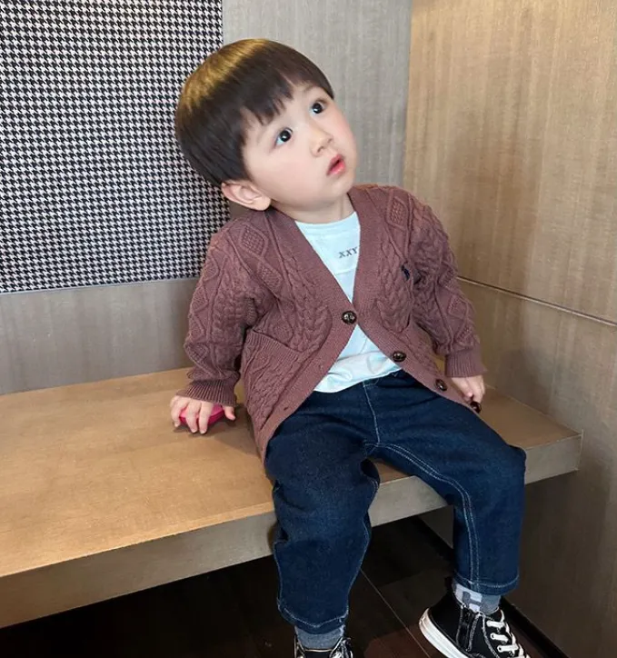 【73-130cm】絶対見逃さないで 着心地良い カジュアル 合わせやすい ベビー 男の子 ニット カーディガン