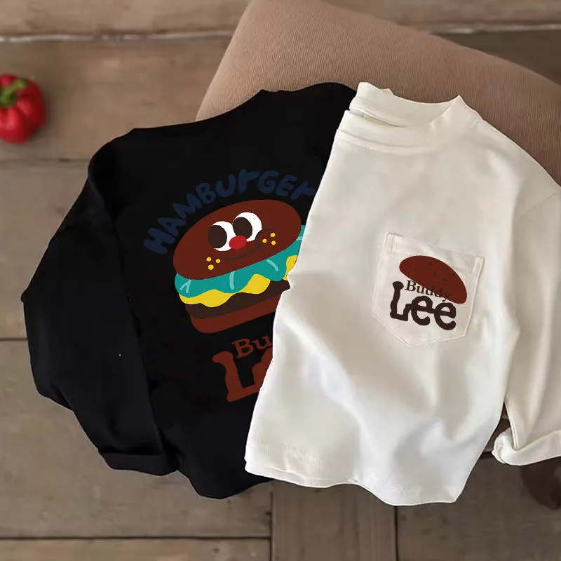 【80-140cm】元気いっぱい 合わせやすい カートゥーン アルファベット 快適 長袖 Ｔシャツ