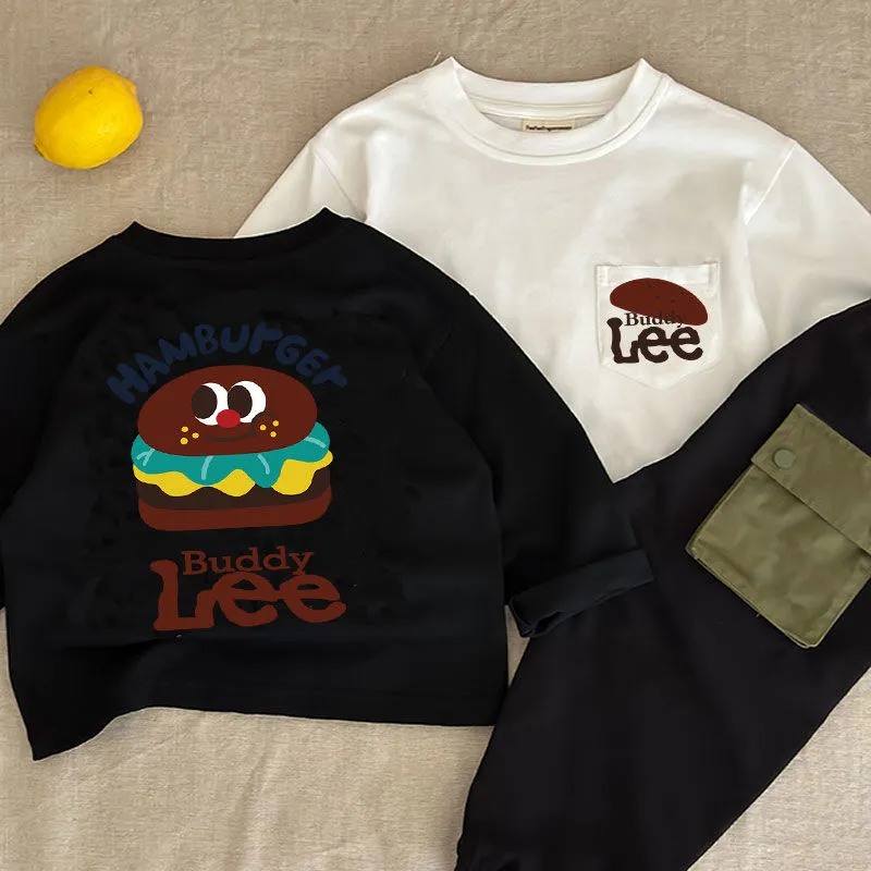 【80-140cm】元気いっぱい 合わせやすい カートゥーン アルファベット 快適 長袖 Ｔシャツ