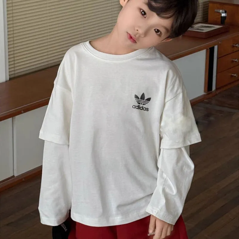 【100-150cm】トレンド感満点 ユニーク レイヤード クール 男の子 長袖 Ｔシャツ
