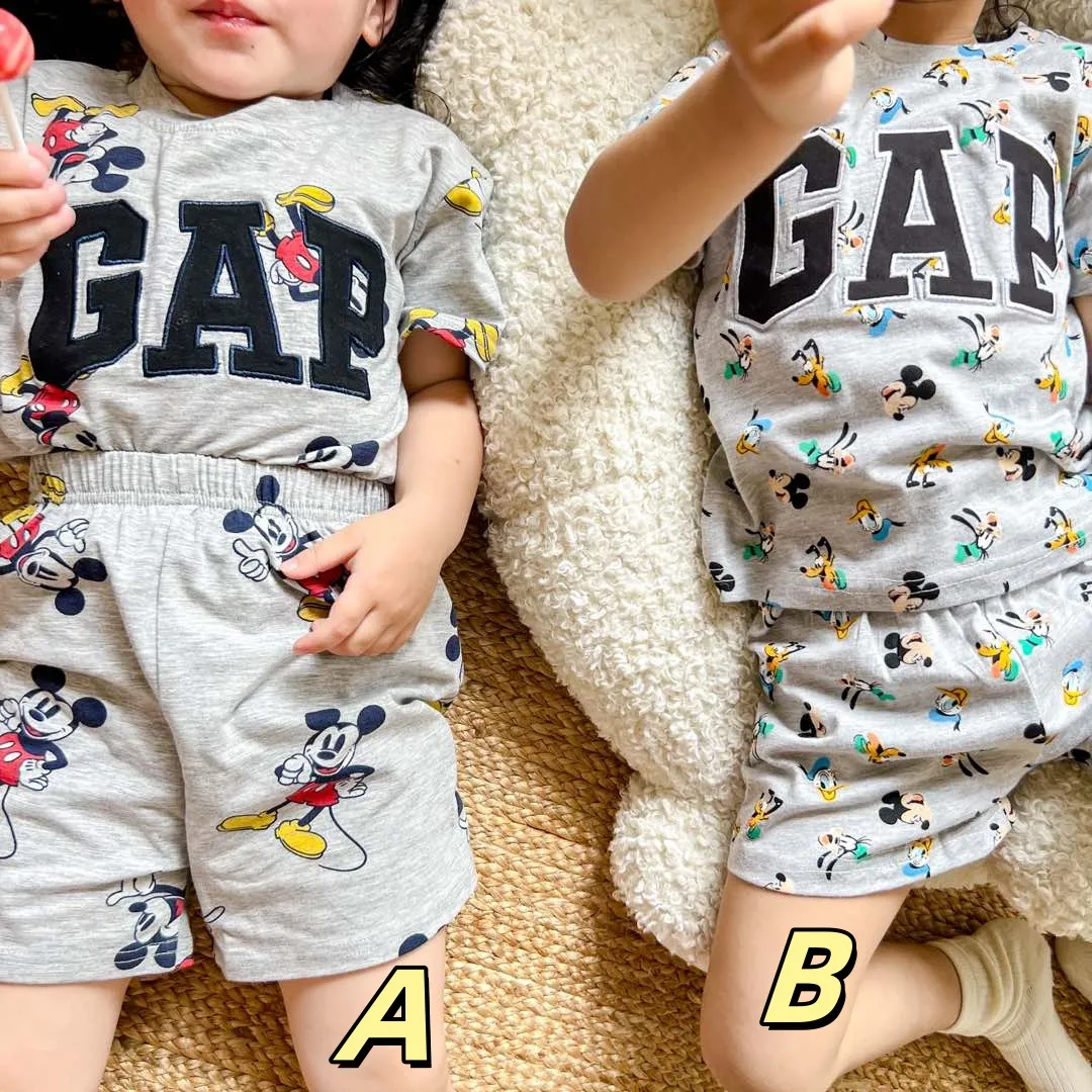 【80-130cm】二点セット お気に入り カートゥーン 可愛い 半袖Ｔシャツ＋ショートパンツ セットアップ
