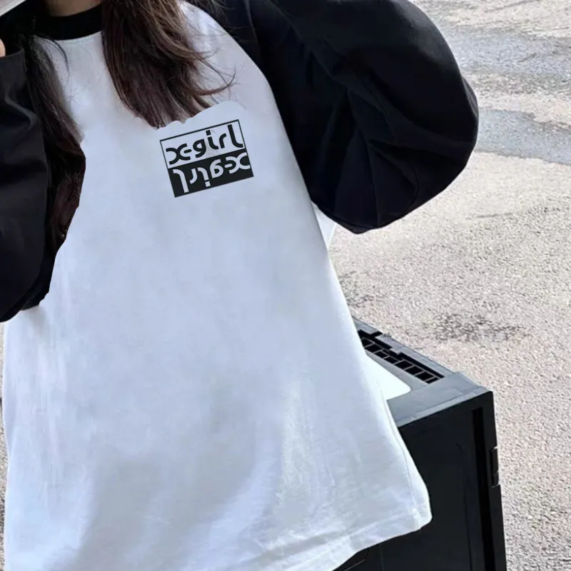 【110-170cm】好感度100％ 大活躍 おしゃれ 配色 トレンド 女の子 長袖 Ｔシャツ
