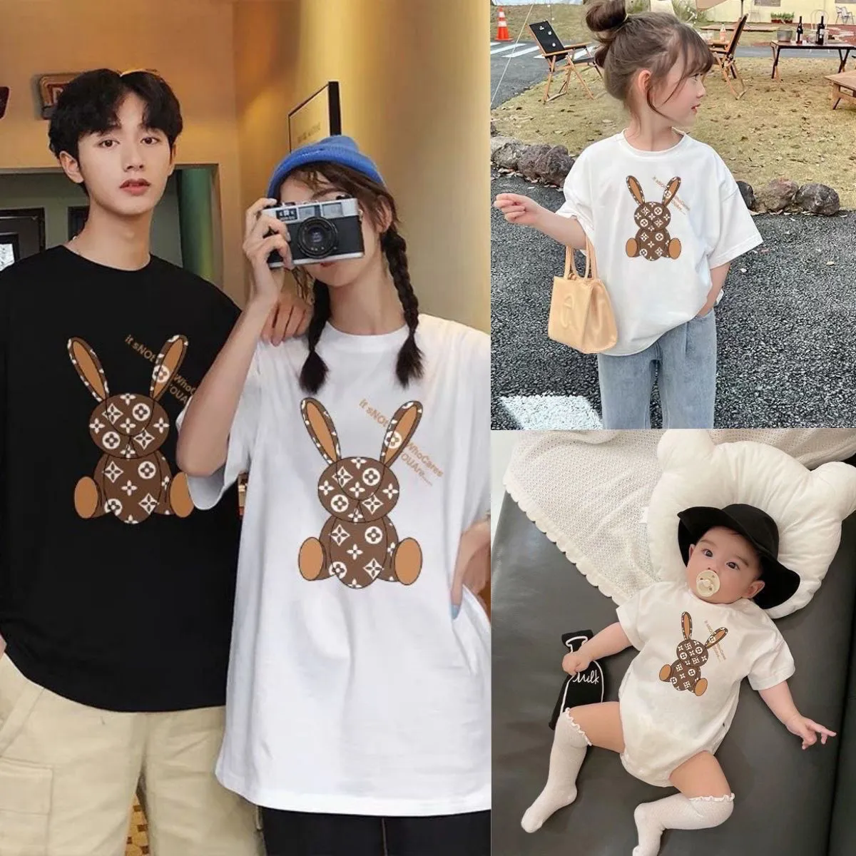 【66-150cm+親サイズ】絶対欲しい 大活躍 カジュアル プリント 親子ペア 半袖 ロンパース/Ｔシャツ