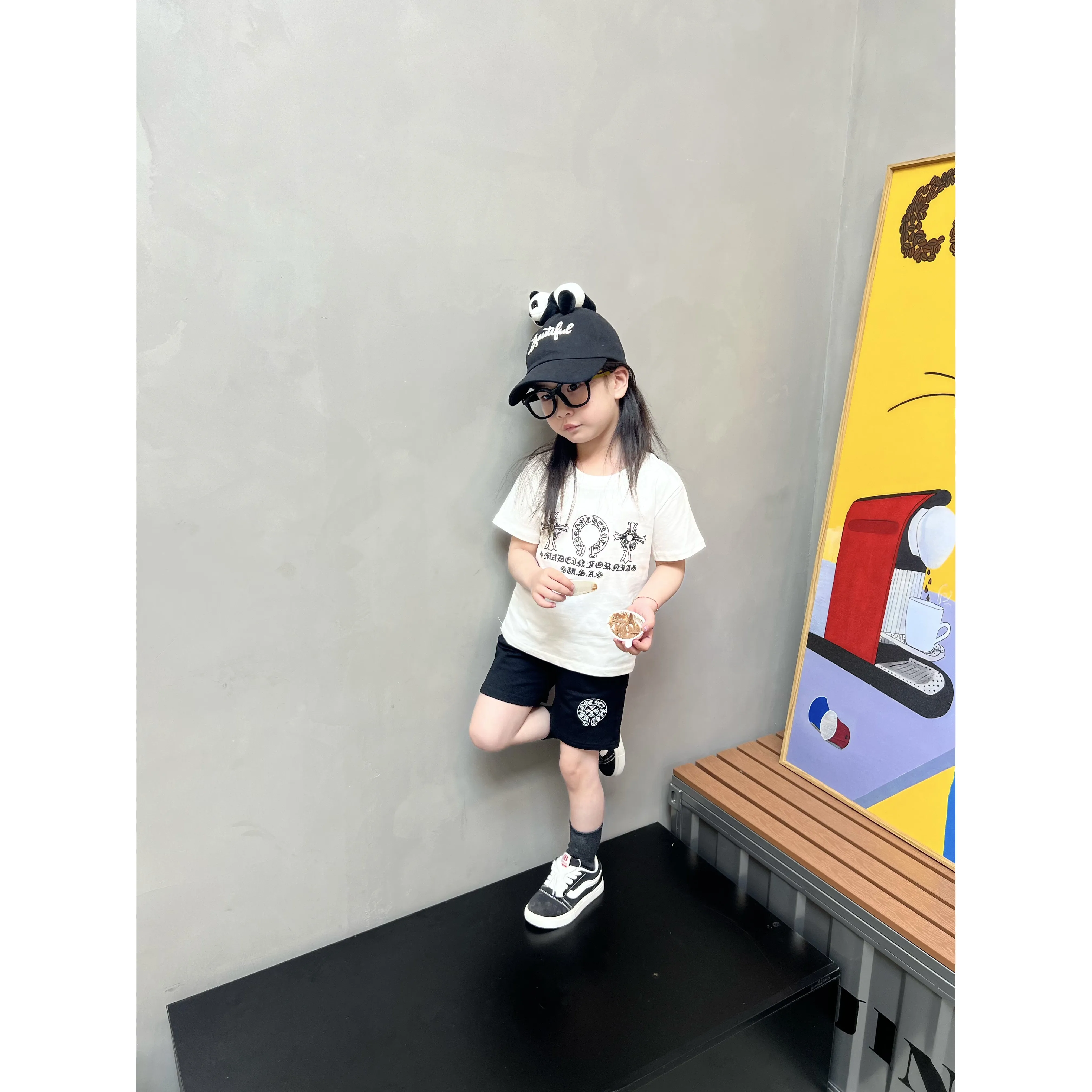 【90-150cm】二点セット 絶対欲しい やわらかな素材 トレンド  半袖Ｔシャツ＋ショートパンツ セットアップ