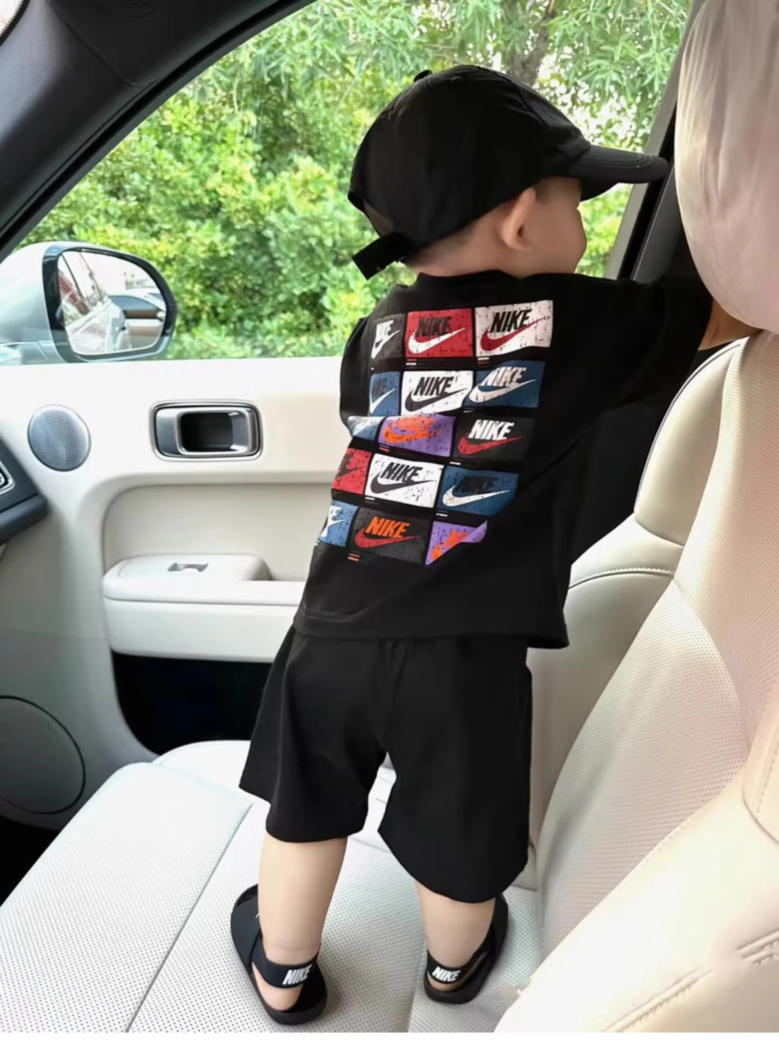 【90-150cm】二点セット 存在感抜群 プリント カジュアル 快適 半袖 Ｔシャツ＋ショートパンツ セットアップ