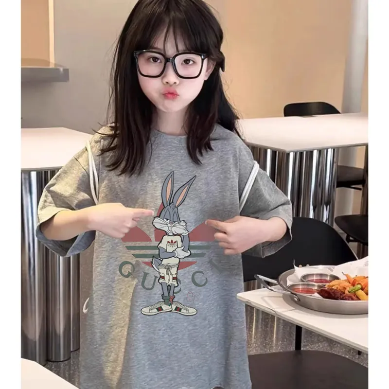【90-160cm】毎日着たくなる 大活躍 可愛い トレンド  ウサギ柄 女の子 半袖 Ｔシャツ