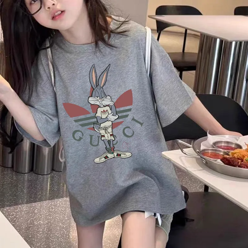 【90-160cm】毎日着たくなる 大活躍 可愛い トレンド  ウサギ柄 女の子 半袖 Ｔシャツ