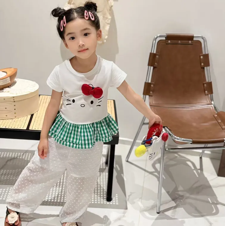 【90-160cm】毎日着たくなる 可愛い カートゥーン 涼やか 女の子 半袖Ｔシャツ/パンツ