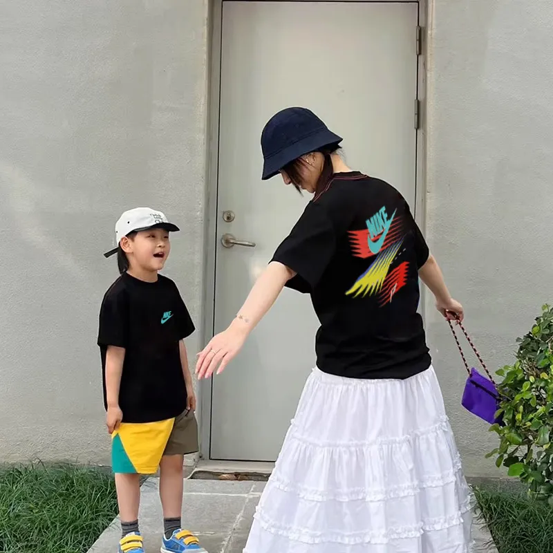【90-160cm+親サイズ】着回し力抜群 大活躍 カジュアル 合わせやすい 親子ペア 半袖 Ｔシャツ