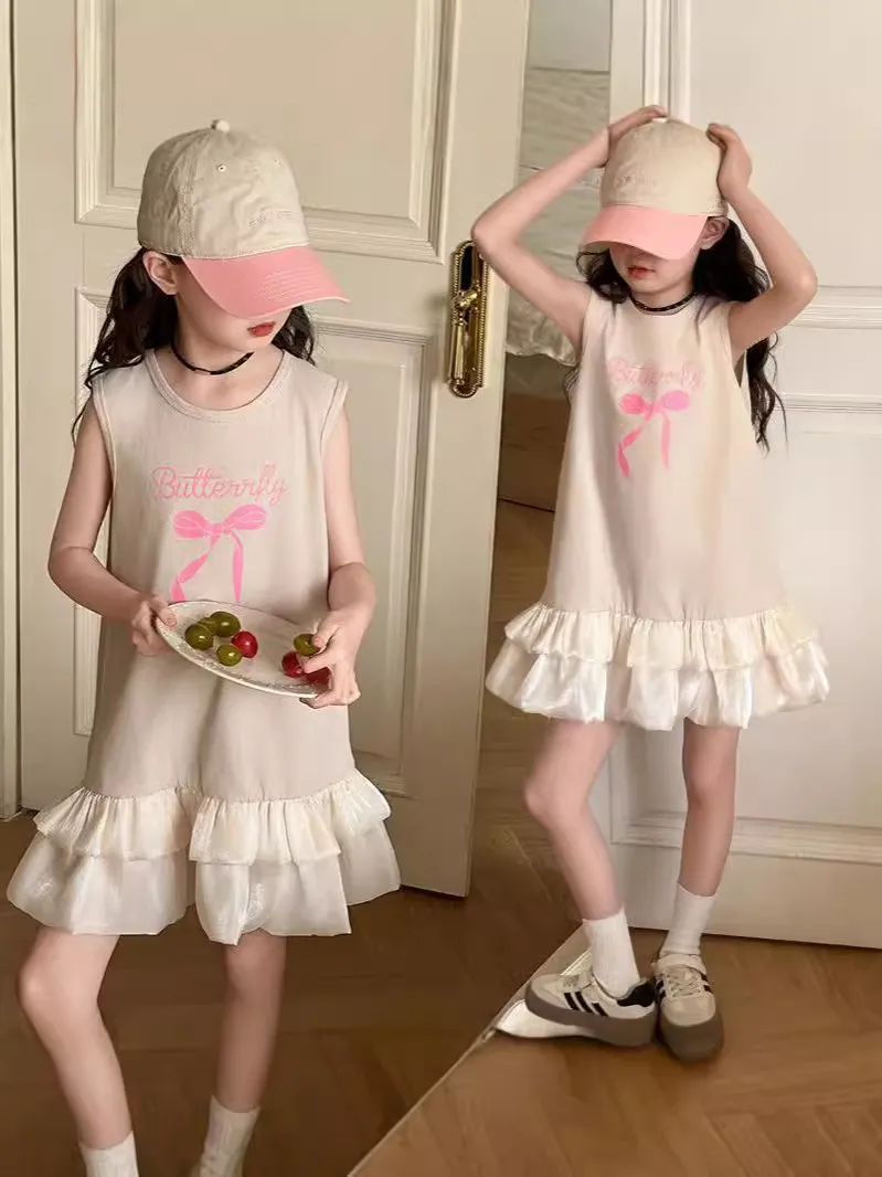 【110-170cm】毎日着たくなる 可愛い スウィート ガーリッシュ 女の子 ノースリーブ ワンピース