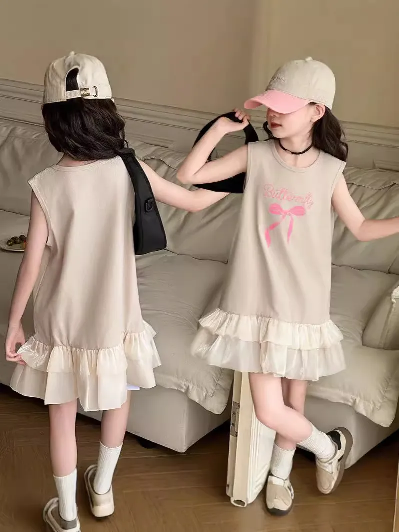 【110-170cm】毎日着たくなる 可愛い スウィート ガーリッシュ 女の子 ノースリーブ ワンピース