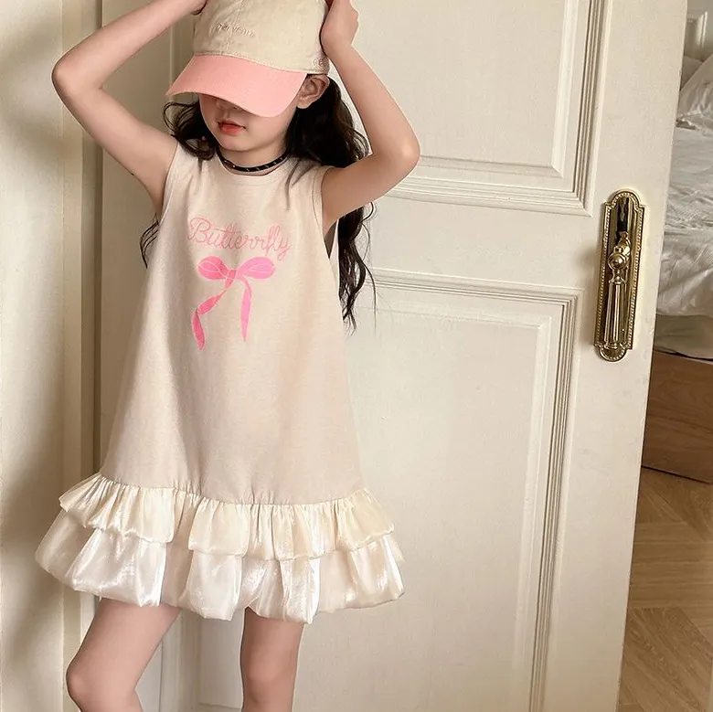 【110-170cm】毎日着たくなる 可愛い スウィート ガーリッシュ 女の子 ノースリーブ ワンピース