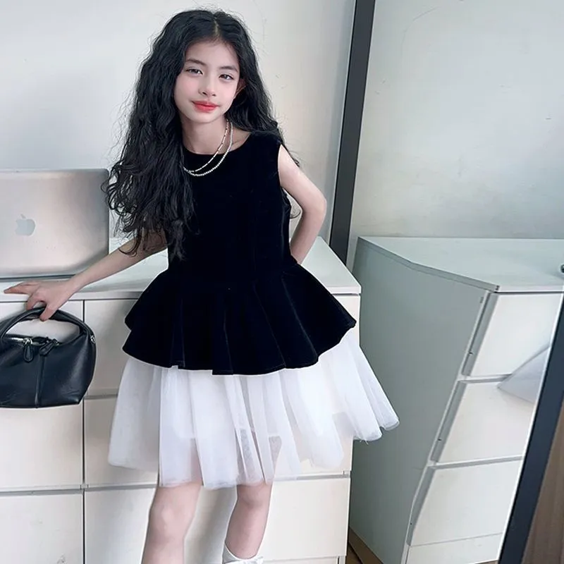 【120-170cm】美人度アップ セレブリティ エレガント ノースリーブ 女の子 ワンピース