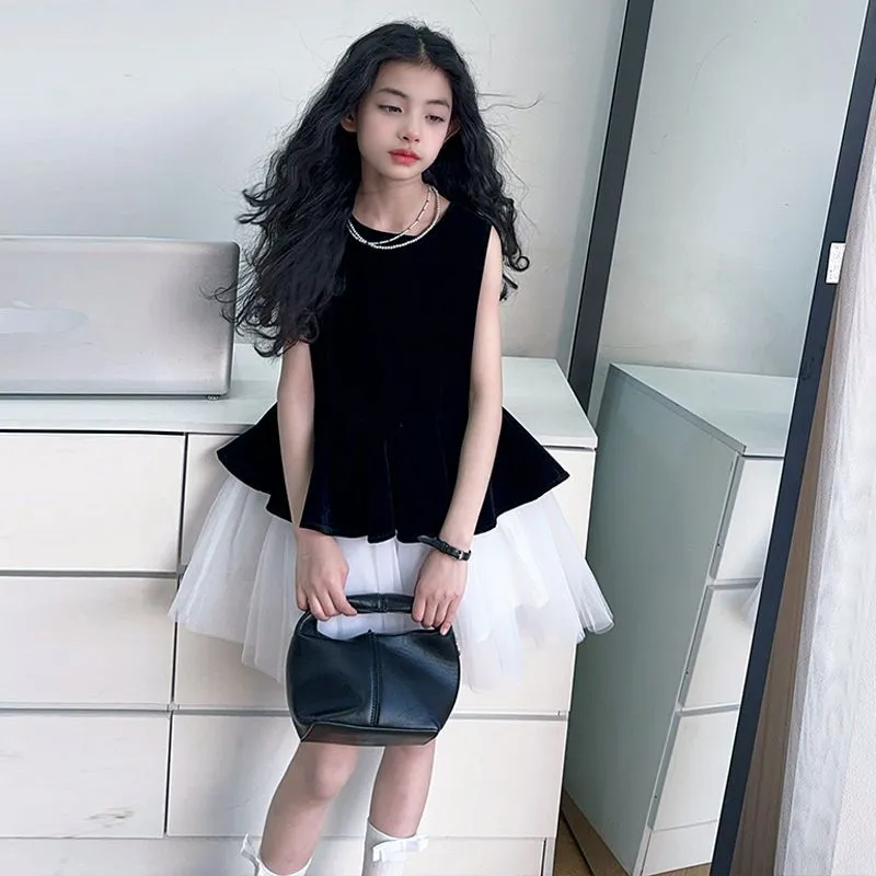 【120-170cm】美人度アップ セレブリティ エレガント ノースリーブ 女の子 ワンピース