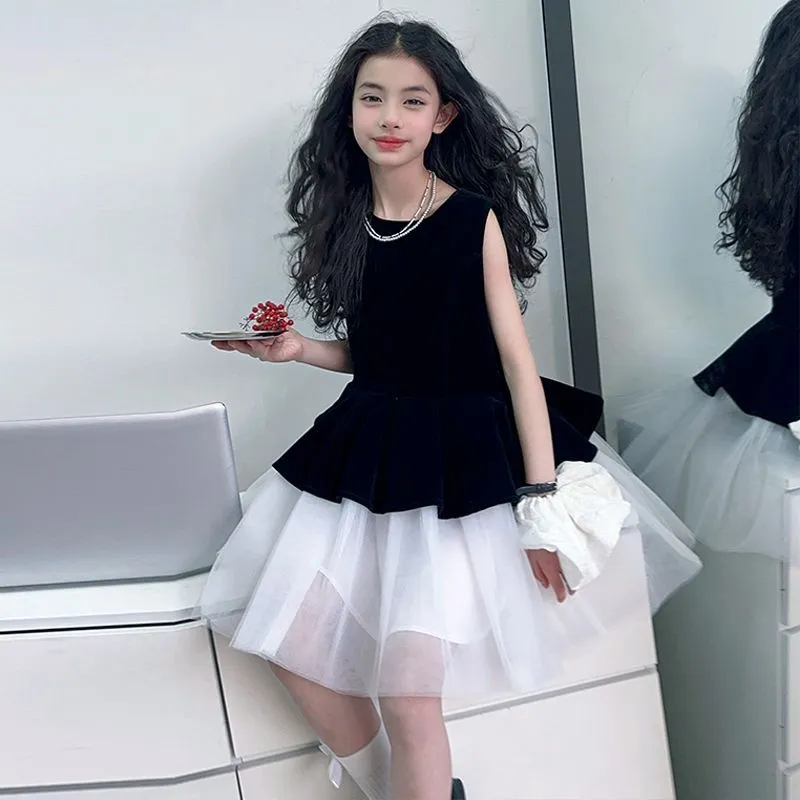 【120-170cm】美人度アップ セレブリティ エレガント ノースリーブ 女の子 ワンピース