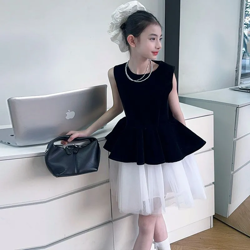 【120-170cm】美人度アップ セレブリティ エレガント ノースリーブ 女の子 ワンピース