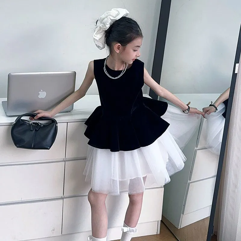 【120-170cm】美人度アップ セレブリティ エレガント ノースリーブ 女の子 ワンピース