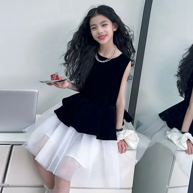 【120-170cm】美人度アップ セレブリティ エレガント ノースリーブ 女の子 ワンピース