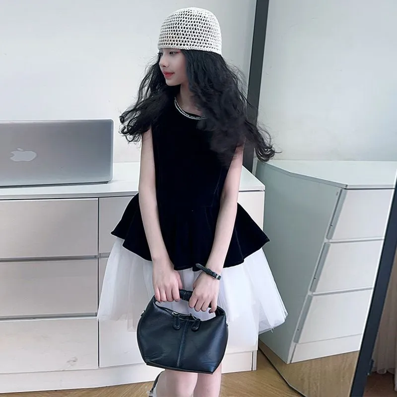 【120-170cm】美人度アップ セレブリティ エレガント ノースリーブ 女の子 ワンピース