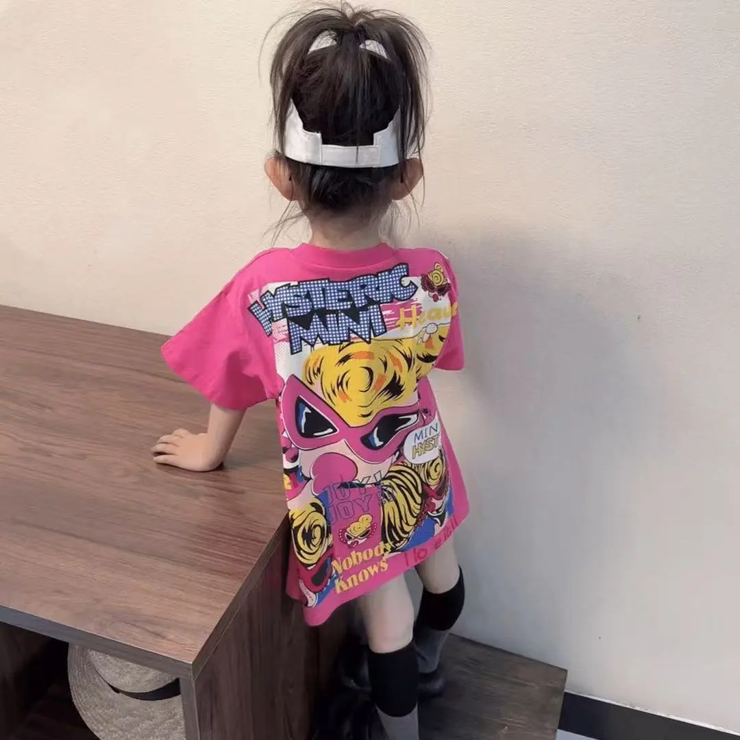 【100-160cm】元気いっぱい 大活躍 カジュアル 目立つ スタイリッシュ 女の子 半袖Ｔシャツ