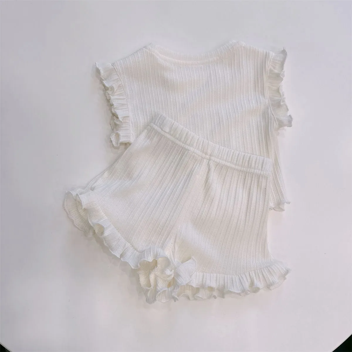 【73-100cm】二点セット 単品注文OK 口コミ高評価 可愛いフリル 着心地抜群 ベビー タンクトップ＋ショートパンツ セットアップ