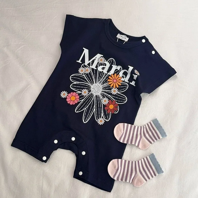 【66-100cm】人気爆発中 大好評 トレンド カジュアル 着心地抜群 花柄 ベビー 半袖 ロンパース