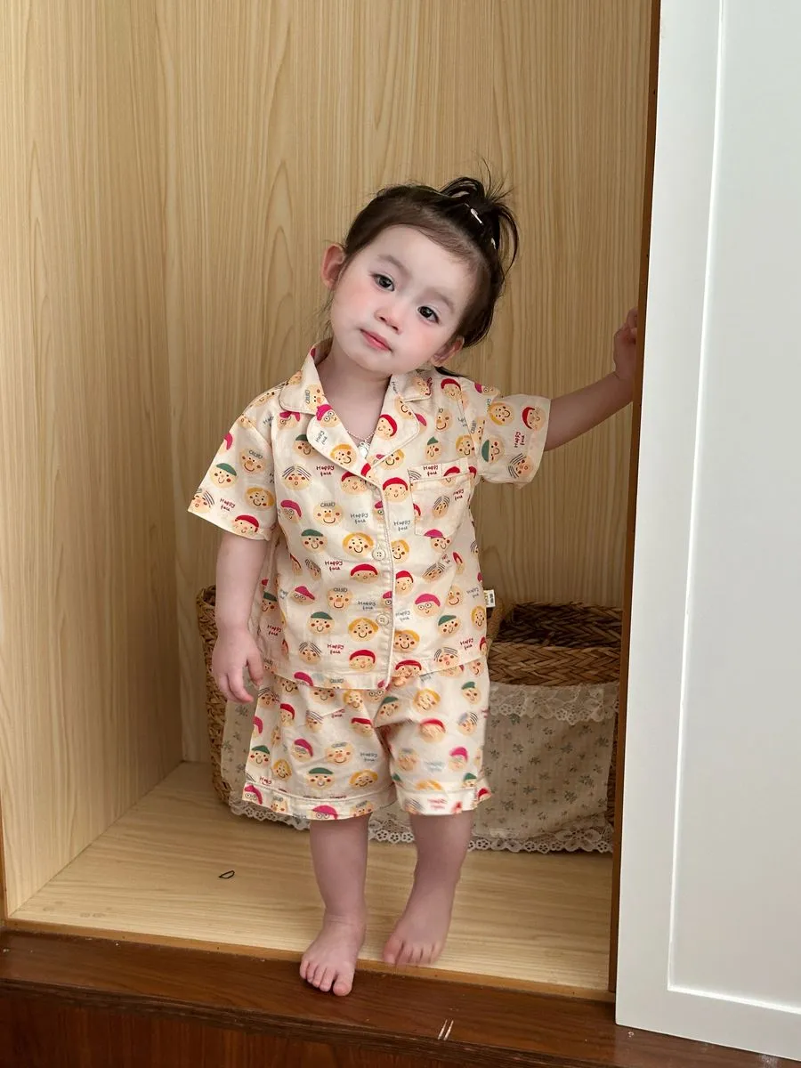 【80-130cm】ママたちに大好評 遊び心満載 肌触り良い カートゥーン 女の子 半袖 ルームウェイ