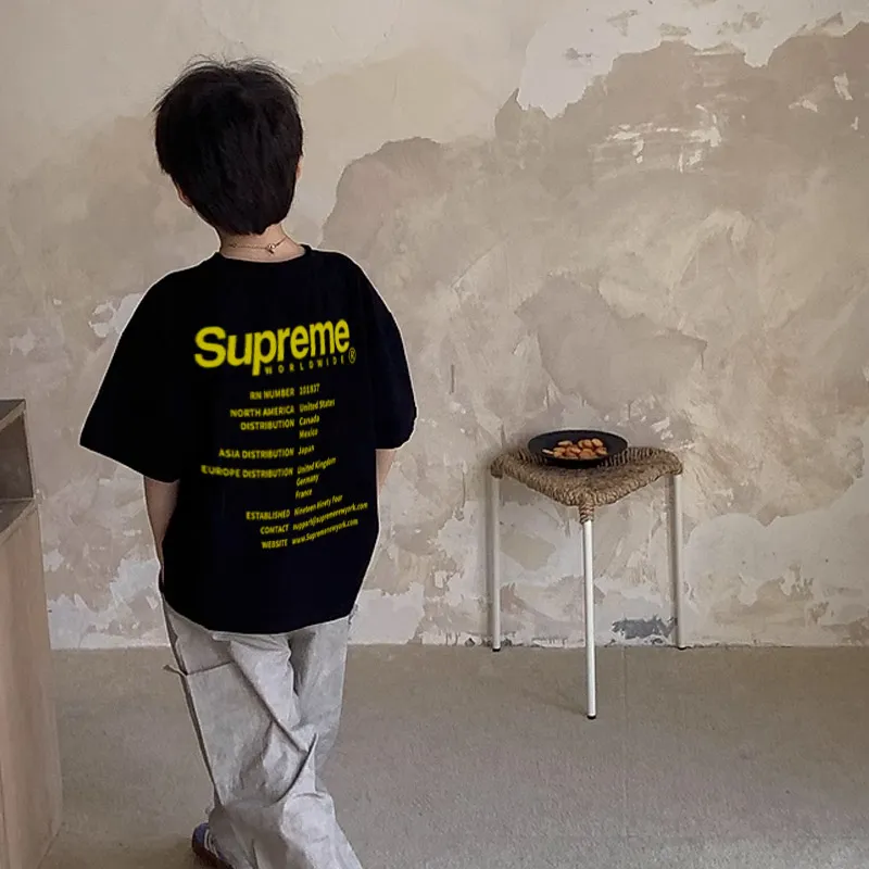 【90-160cm】ストリート感満載 大活躍 ゆったり  アルファベット 男の子 半袖 Ｔシャツ
