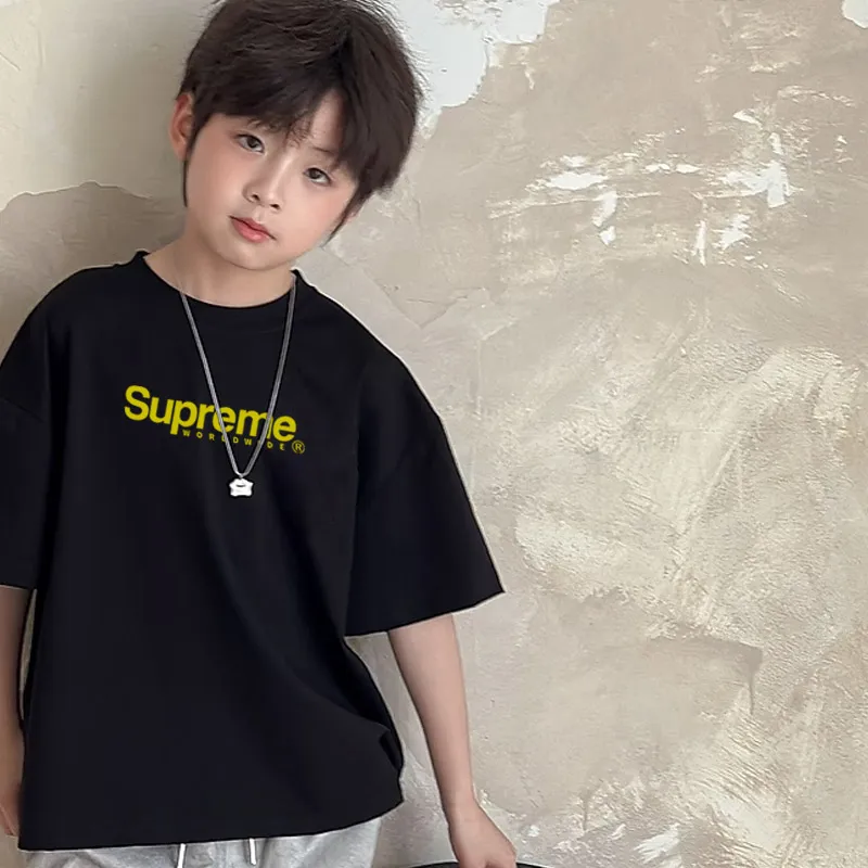 【90-160cm】ストリート感満載 大活躍 ゆったり  アルファベット 男の子 半袖 Ｔシャツ