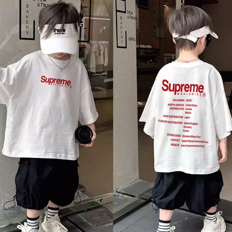 【90-160cm】ストリート感満載 大活躍 ゆったり  アルファベット 男の子 半袖 Ｔシャツ