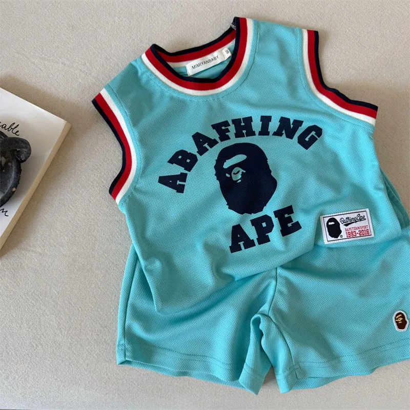 【90-140cm】二点セット 存在感アップ  爆売れ中 カジュアル スポーティ 男の子 タンクトップ＋ショートパンツ セットアップ