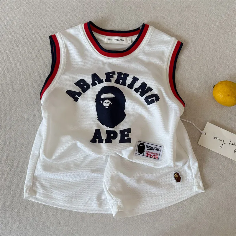 【90-140cm】二点セット 存在感アップ  爆売れ中 カジュアル スポーティ 男の子 タンクトップ＋ショートパンツ セットアップ