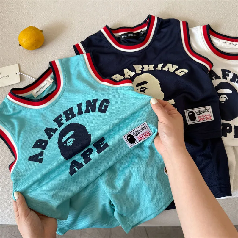 【90-140cm】二点セット 存在感アップ  爆売れ中 カジュアル スポーティ 男の子 タンクトップ＋ショートパンツ セットアップ