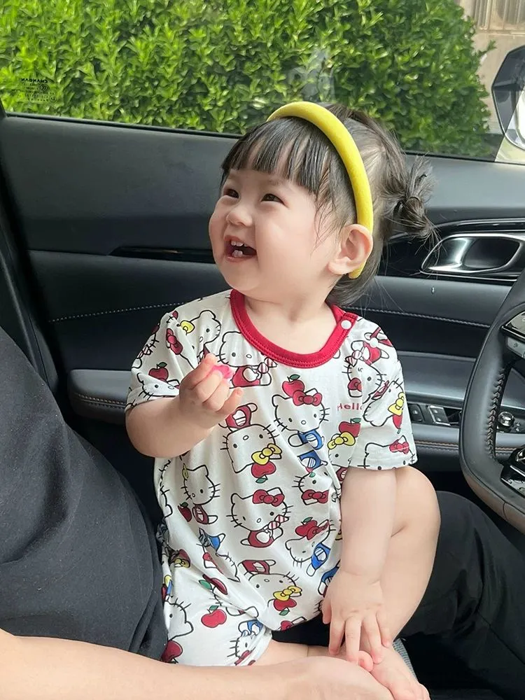 【66-100cm】好感度UP かわいさ満点 着心地抜群 カートゥーン ベビー 半袖 ロンパース