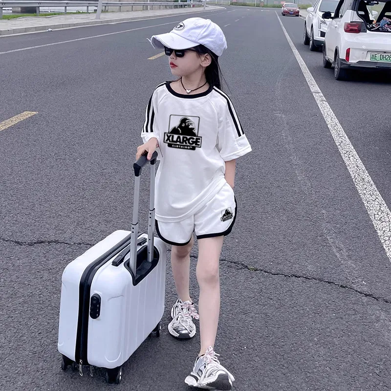 【90-160cm】二点セット リラックス感ある 爆売れ中 カジュアル 快適 女の子 半袖 Ｔシャツ＋ショートパンツ セットアップ