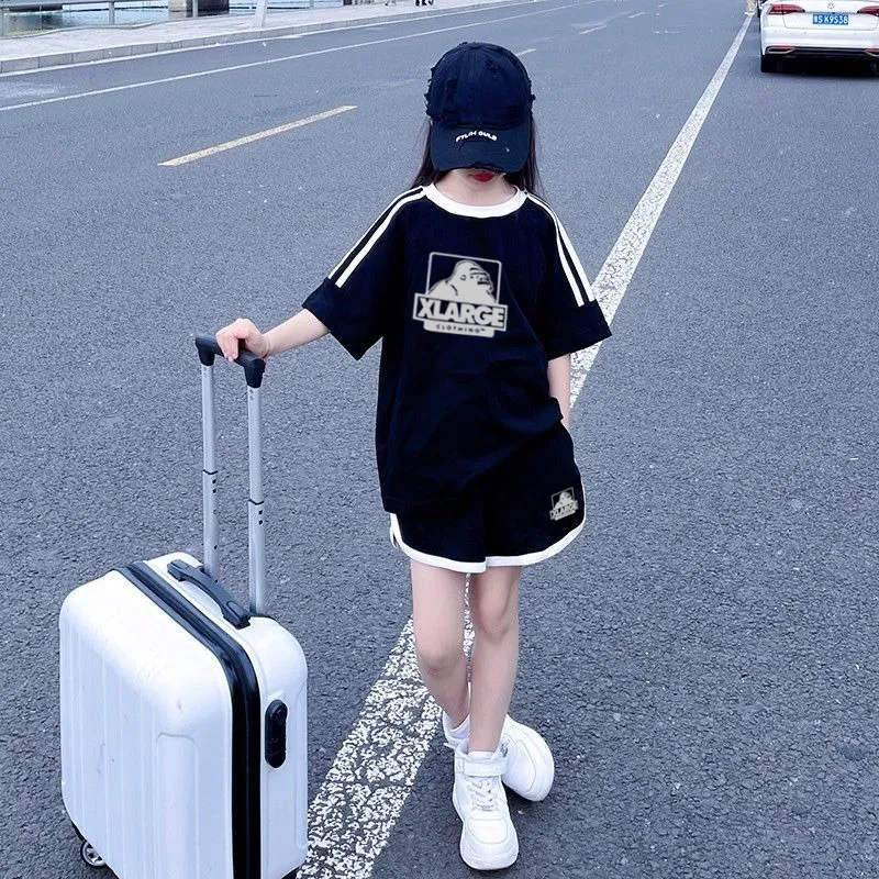 【90-160cm】二点セット リラックス感ある 爆売れ中 カジュアル 快適 女の子 半袖 Ｔシャツ＋ショートパンツ セットアップ