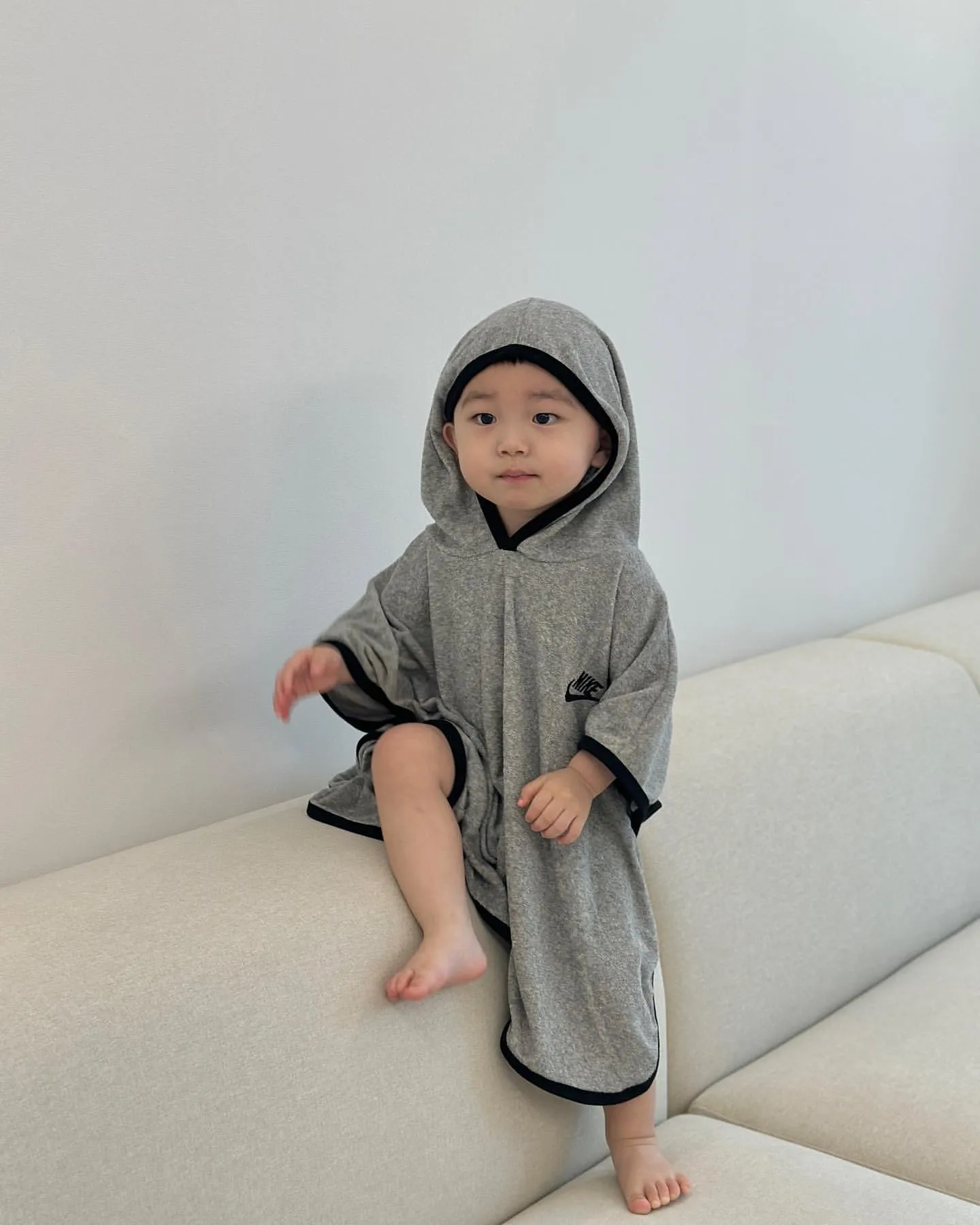 【1-6歳】絶対欲しい ナチュラル シンプル 柔らか素材 吸水速乾 キッズ フード付き バスローブ